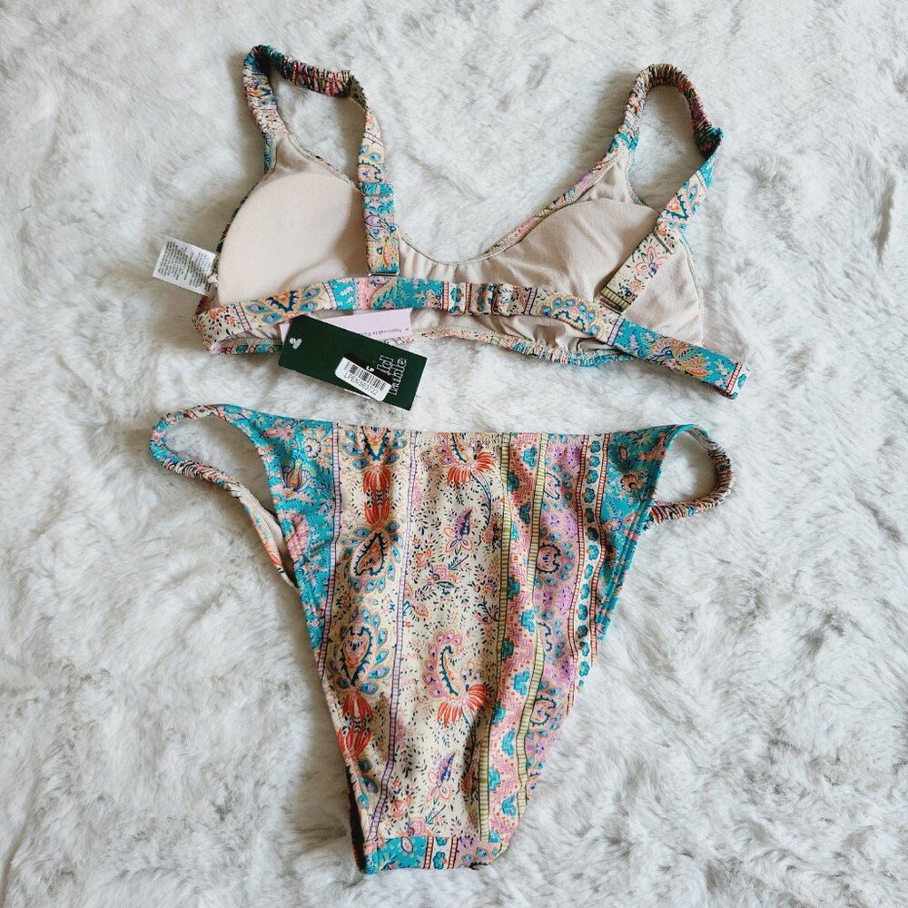 Wild Fable Women's Scrunchie Strap Detail Bralette Bikini 2 Pc Set, BT7-GN - Picture 5 of 7